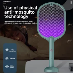 Handheld Electric Mosquito Swatter – Rechargeable Fly Zapper Racket for Indoor Household Insect Control