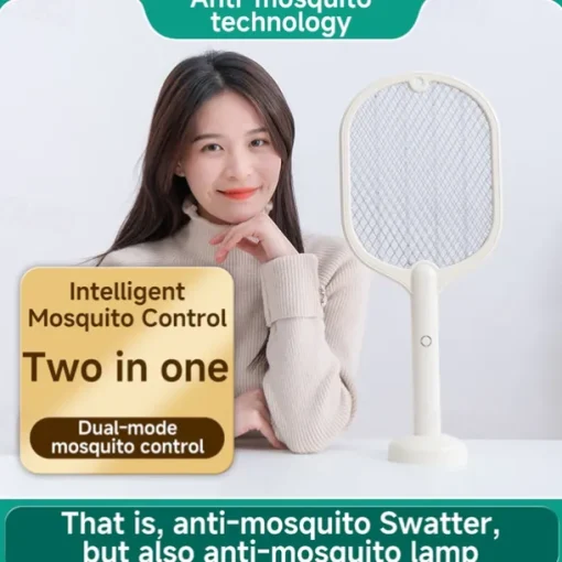 Handheld Electric Mosquito Swatter – Rechargeable Fly Zapper Racket for Indoor Household Insect Control