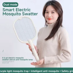 Handheld Electric Mosquito Swatter – Rechargeable Fly Zapper Racket for Indoor Household Insect Control
