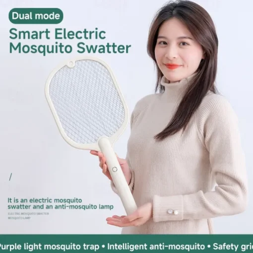 Handheld Electric Mosquito Swatter – Rechargeable Fly Zapper Racket for Indoor Household Insect Control