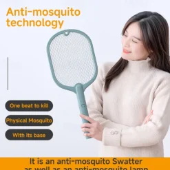 Handheld Electric Mosquito Swatter – Rechargeable Fly Zapper Racket for Indoor Household Insect Control