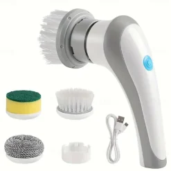 Handheld Rechargeable Shower Scrubber Power Cordless Electric Spin Scrubber with 3 Replaceable Brush Heads for Kitchen Bathtub