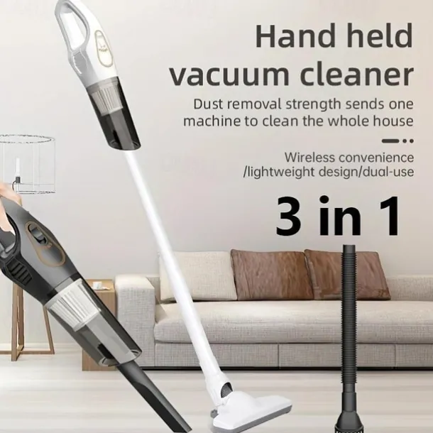 Handheld Wet & Dry Cordless Vacuum Cleaner Lightweight Household Stick Vacuum With Strong Suction Portable Rechargeable Handheld Vacuum For Hard Floor Stairs Sofa Home Car Outdoor Tents