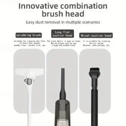 Handheld Wet & Dry Cordless Vacuum Cleaner Lightweight Household Stick Vacuum With Strong Suction Portable Rechargeable Handheld Vacuum For Hard Floor Stairs Sofa Home Car Outdoor Tents