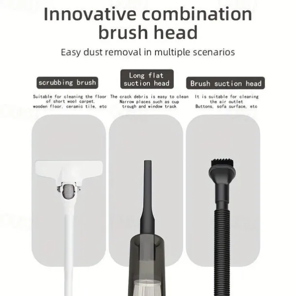 Handheld Wet & Dry Cordless Vacuum Cleaner Lightweight Household Stick Vacuum With Strong Suction Portable Rechargeable Handheld Vacuum For Hard Floor Stairs Sofa Home Car Outdoor Tents