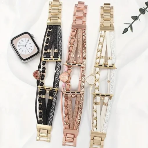 Handmade Braided Rope Compatible with Apple Watch band 38mm 40mm 41mm 42mm 44mm 45mm Braided Leather Fabric Strap Replacement Wristband for iwatch Series 9 8 7 6 5 4 3 2 1 SE
