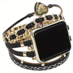 Handmade Braided Rope Compatible with Apple Watch band 38mm 40mm 41mm 42mm 44mm 45mm Braided Leather Fabric Strap Replacement Wristband for iwatch Series 9 8 7 6 5 4 3 2 1 SE
