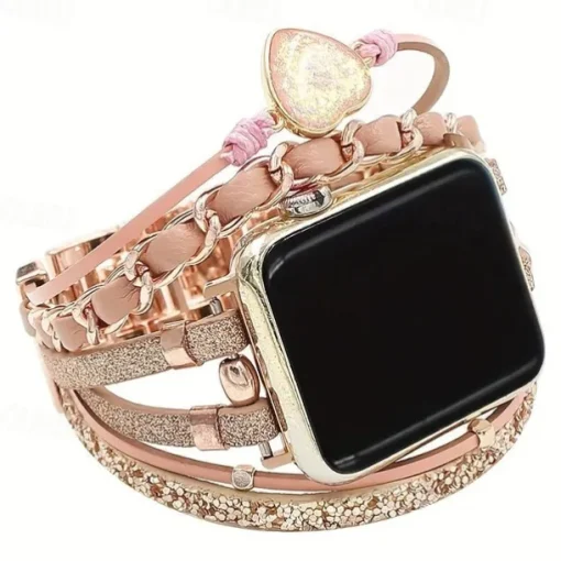 Handmade Braided Rope Compatible with Apple Watch band 38mm 40mm 41mm 42mm 44mm 45mm Braided Leather Fabric Strap Replacement Wristband for iwatch Series 9 8 7 6 5 4 3 2 1 SE