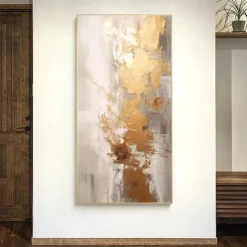 Handmade Oil Painting Canvas Wall Art Decoration Modern Abstract Golden Texture for Home Decor Rolled Frameless Unstretched Painting