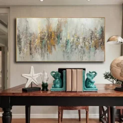 Handmade Oil Painting Canvas Wall Art Decoration Nordic Modern Abstract Texture Decorative Pictures for Living Room Home Decor Rolled Frameless Unstretched Painting