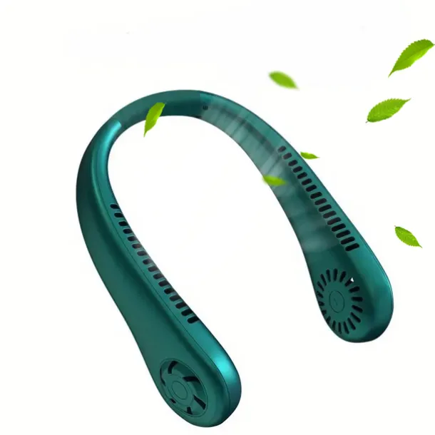 Hands-Free Hanging Neck Fan – Leafless USB Powered Portable Fan with 1200mAh Battery, Bladeless Cooling for Travel
