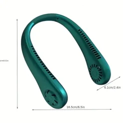 Hands-Free Hanging Neck Fan – Leafless USB Powered Portable Fan with 1200mAh Battery, Bladeless Cooling for Travel