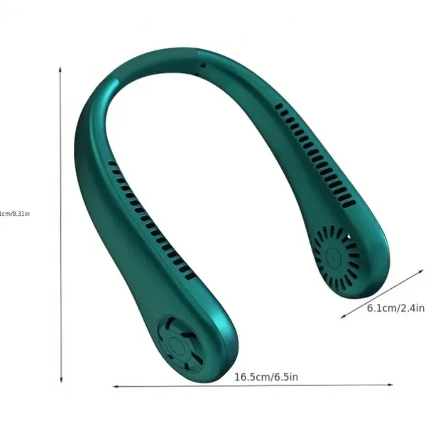 Hands-Free Hanging Neck Fan – Leafless USB Powered Portable Fan with 1200mAh Battery, Bladeless Cooling for Travel
