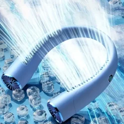 Hands-Free Neck Fan – Bladeless Wearable USB Rechargeable Fan with 360° Cooling, 3 Speeds, and Headphone-Style Design