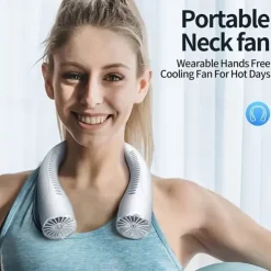 Hands-Free Neck Fan – Bladeless Wearable USB Rechargeable Fan with 360° Cooling, 3 Speeds, and Headphone-Style Design