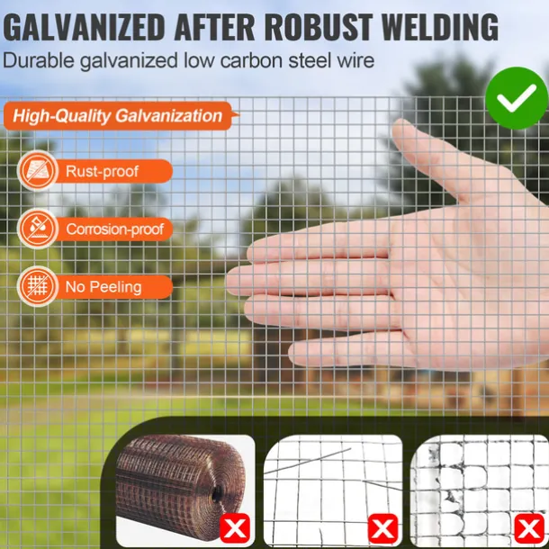Hardware Cloth, Hot Dipped Galvanized Wire Mesh Roll, Chicken Wire Fencing, Wire Mesh for Rabbit Cages, Garden, Small Rodents