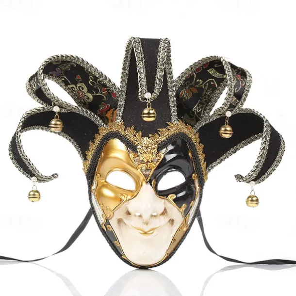 Harlequin Halloween Venetian Mask Volto Larva Carnival Mask Full Face Adults' Men's Carnival Mardi Gras Party Masquerade Carnival of Venice Easy Halloween Costumes Dress Up