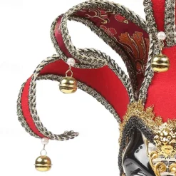 Harlequin Halloween Venetian Mask Volto Larva Carnival Mask Full Face Adults' Men's Carnival Mardi Gras Party Masquerade Carnival of Venice Easy Halloween Costumes Dress Up