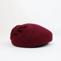 Hats 100% Wool Beret Hat Saucer Hat Wedding Tea Party Elegant Wedding With Bowknot Pure Color Headpiece Headwear