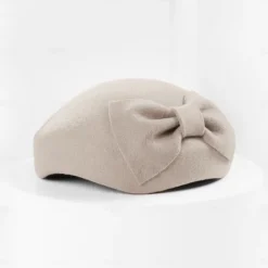 Hats 100% Wool Beret Hat Saucer Hat Wedding Tea Party Elegant Wedding With Bowknot Pure Color Headpiece Headwear