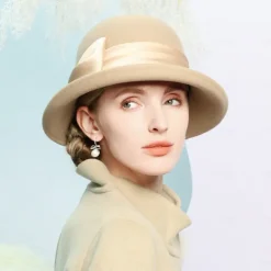 Hats 100% Wool Bowler / Cloche Hat Fedora Hat Wedding Tea Party Elegant Wedding With Bowknot Splicing Headpiece Headwear