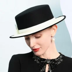 Hats 100% Wool Bowler / Cloche Hat Top Hat Wedding Tea Party Elegant Wedding With Feather Pearl Headpiece Headwear