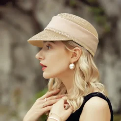 Hats Cotton Fabric Fiber Floppy Hat Straw Hat Sun Hat Casual Holiday Elegant Sun Protection With Lace-up Pure Color Headpiece Headwear