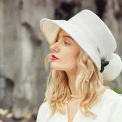Hats Fiber Bowler / Cloche Hat Bucket Hat Floppy Hat Wedding Tea Party Elegant Wedding With Bowknot Splicing Headpiece Headwear