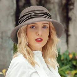 Hats Fiber Bucket Hat Floppy Hat Straw Hat Wedding Casual Elegant Wedding With Splicing Tulle Headpiece Headwear
