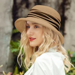 Hats Fiber Bucket Hat Floppy Hat Straw Hat Wedding Casual Elegant Wedding With Splicing Tulle Headpiece Headwear