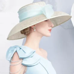 Hats Flax Bowler / Cloche Hat Sun Hat Sinamay Hat Wedding Tea Party Elegant Wedding With Bows Splicing Headpiece Headwear