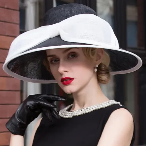 Hats Flax Bowler / Cloche Hat Bucket Hat Sun Hat Wedding Tea Party Elegant Wedding With Bowknot Splicing Headpiece Headwear