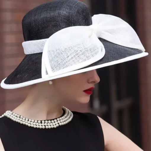 Hats Flax Bowler / Cloche Hat Bucket Hat Sun Hat Wedding Tea Party Elegant Wedding With Bowknot Splicing Headpiece Headwear
