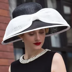 Hats Flax Bowler / Cloche Hat Bucket Hat Sun Hat Wedding Tea Party Elegant Wedding With Bowknot Splicing Headpiece Headwear