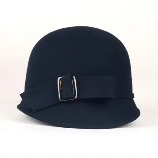 Hats Headwear 100% Wool Bowler / Cloche Hat Bucket Hat Fedora Hat Wedding Tea Party Elegant Wedding With Bowknot Cap Headpiece Headwear