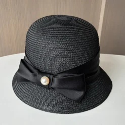 Hats Headwear Acrylic / Cotton Straw Bucket Hat Straw Hat Sun Hat Casual Holiday Elegant Luxury With Bowknot Pure Color Headpiece Headwear