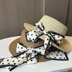 Hats Headwear Acrylic / Cotton Straw Bucket Hat Straw Hat Sun Hat Casual Holiday Elegant Retro With Faux Pearl Ribbons Headpiece Headwear