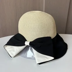 Hats Headwear Acrylic / Cotton Straw Bucket Hat Straw Hat Sun Hat Casual Holiday Elegant Retro With Bowknot Pure Color Headpiece Headwear