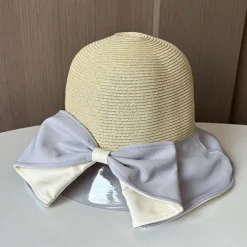 Hats Headwear Acrylic / Cotton Straw Bucket Hat Straw Hat Sun Hat Casual Holiday Elegant Retro With Bowknot Pure Color Headpiece Headwear
