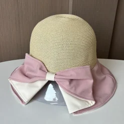 Hats Headwear Acrylic / Cotton Straw Bucket Hat Straw Hat Sun Hat Casual Holiday Elegant Retro With Bowknot Pure Color Headpiece Headwear