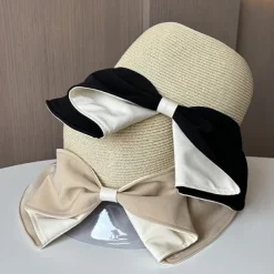 Hats Headwear Acrylic / Cotton Straw Bucket Hat Straw Hat Sun Hat Casual Holiday Elegant Retro With Bowknot Pure Color Headpiece Headwear