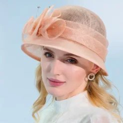 Hats Headwear Flax Bowler / Cloche Hat Bucket Hat Sun Hat Wedding Tea Party Elegant Wedding With Lace Side Splicing Headpiece Headwear