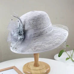 Hats Headwear Tulle Bucket Hat Straw Hat Sun Hat Casual Holiday Kentucky Derby Horse Race Ladies Day Vintage Style Elegant Lace With Feather Lace Headpiece Headwear