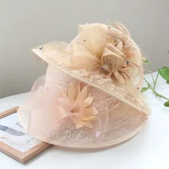 Hats Headwear Tulle Bucket Hat Straw Hat Sun Hat Casual Holiday Kentucky Derby Horse Race Ladies Day Vintage Style Elegant Lace With Feather Lace Headpiece Headwear