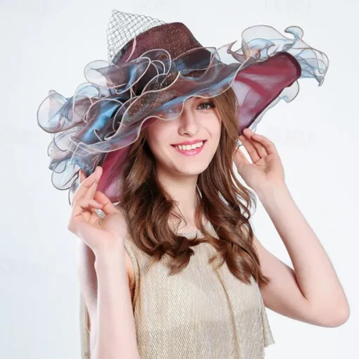 Hats Organza Formal Beach Elegant With Bowknot Headpiece Headwear