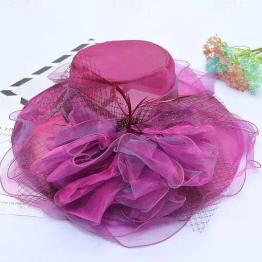 Hats Organza Formal Beach Elegant With Bowknot Headpiece Headwear