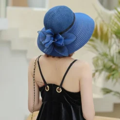 Hats Organza Straw Hat Sun Hat Beach Kentucky Cocktail Royal Astcot Wedding Packble With Flower Tulle Headpiece Headwear dress to impress Race Day Dress