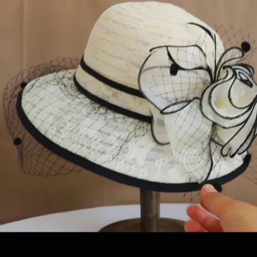 Hats Polyester Sun Hat Holiday Tea Party Horse Race Cocktail Elegant Vintage Sun Protection With Feather Floral Headpiece Headwear