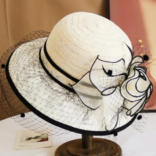 Hats Polyester Sun Hat Holiday Tea Party Horse Race Cocktail Elegant Vintage Sun Protection With Feather Floral Headpiece Headwear