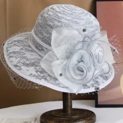 Hats Polyester Sun Hat Holiday Tea Party Horse Race Cocktail Elegant Vintage Sun Protection With Feather Floral Headpiece Headwear